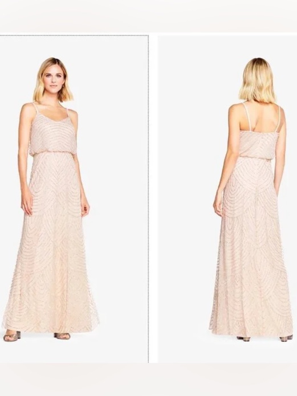 Adrianna Papell Blush Pink Beaded Maxi Dress